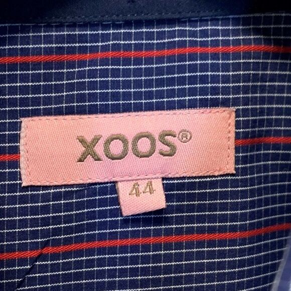 Xoos mens style long sleeve shirt, 100% cotton, red navy trim, womens 44… - Picture 5 of 15